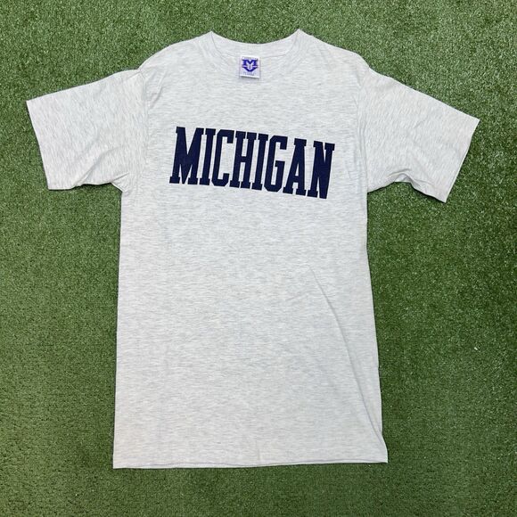 Vtg 90s Michigan Wolverines T-Shirt Size Large Spellout Made in USA Misprint - Picture 1 of 5